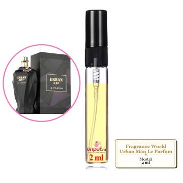 Mostra fiola din Parfumul Fragrance World Urban Man Le Parfum, decant sticla cu pulverizator