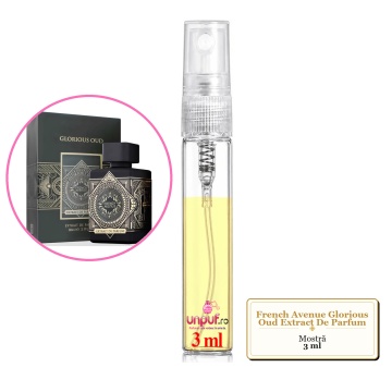 Mostra fiola din Parfumul French Avenue Glorious Oud Extract De Parfum, decant sticla cu pulverizator - Img 3