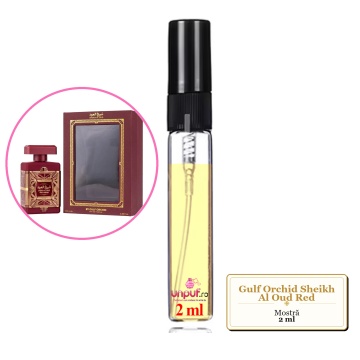 Mostra fiola din Parfumul Gulf Orchid Sheikh Al Oud Red, decant sticla cu pulverizator