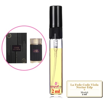Mostra fiola din Parfumul La Fede Code Viola Nectar Edp, decant sticla cu pulverizator