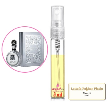 Mostra fiola din Parfumul Lattafa Fakhar Platin, decant sticla cu pulverizator - Img 3