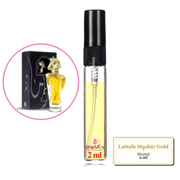 Mostra fiola din Parfumul Lattafa Maahir Gold, decant sticla cu pulverizator