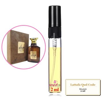 Mostra fiola din Parfumul Lattafa Oud Code, decant sticla cu pulverizator - Img 2