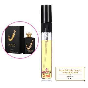 Mostra fiola din Parfumul Lattafa Pride Ishq Al Shuyukh Gold, decant sticla cu pulverizator - Img 2