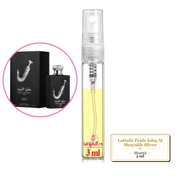 Mostra fiola din Parfumul Lattafa Pride Ishq Al Shuyukh Silver, decant sticla cu pulverizator - Img 2