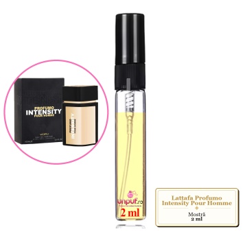 Mostra fiola din Parfumul Lattafa Profumo Intensity Pour Homme, decant sticla cu pulverizator - Img 2