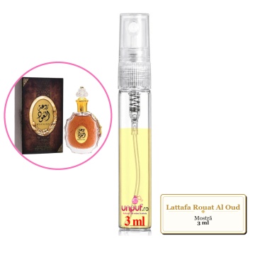 Mostra fiola din Parfumul Lattafa Rouat Al Oud, decant sticla cu pulverizator - Img 3