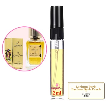 Mostra fiola din Parfumul Lorinna Paris Dark Peach, decant sticla cu pulverizator