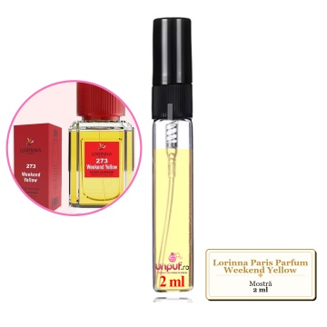 Mostra fiola din Parfumul Lorinna Paris Weekend Yellow, decant sticla cu pulverizator