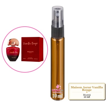 Mostra fiola din Parfumul Maison Asrar Vanilla Rouge, decant sticla cu pulverizator