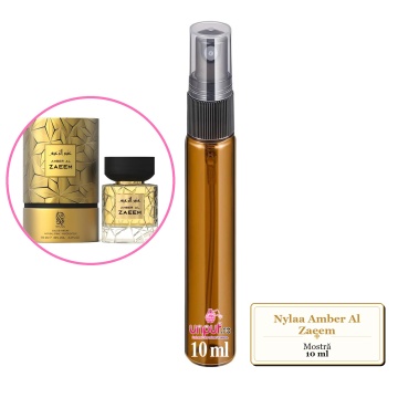 Mostra fiola din Parfumul Nylaa Amber Al Zaeem, decant sticla cu pulverizator