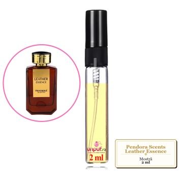 Mostra fiola din Parfumul Pendora Scents Leather Essence, decant sticla cu pulverizator