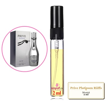 Mostra fiola din Parfumul Prive Platinum Riiffs, decant sticla cu pulverizator