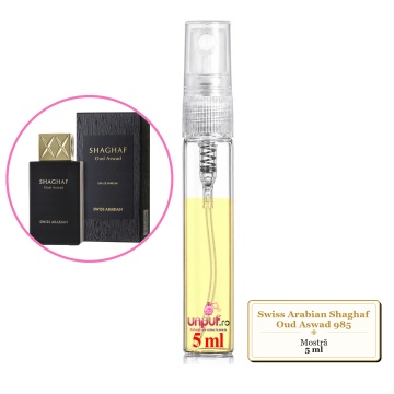 Mostra fiola din Parfumul Swiss Arabian Shaghaf Oud Aswad 985, decant sticla cu pulverizator - Img 4