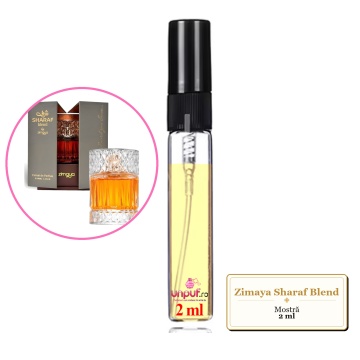Mostra fiola din Parfumul Zimaya Sharaf Blend, decant sticla cu pulverizator