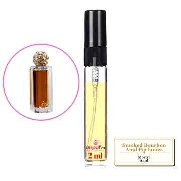 Mostra fiola din Smoked Bourbon Amd Perfumes, decant sticla cu pulverizator