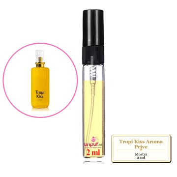 Mostra fiola din Tropi Kiss Aroma Prive, decant sticla cu pulverizator