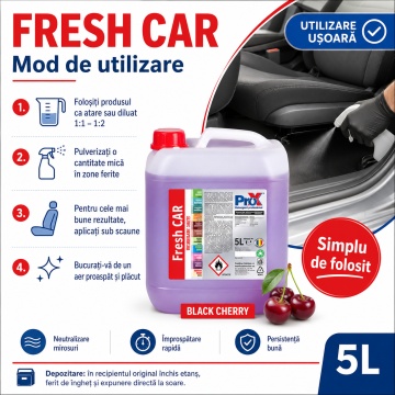 Odorizant auto PRO X Fresh CAR Turbo Gum, aromă energizantă de gumă Turbo, împrospătare aer și parfum de durată, 5 L, 4x Stickere - Img 5