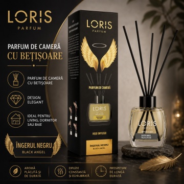 Odorizant de Cameră cu Bețișoare Parfumate Loris Îngerul Negru, 120 ml, Esență Black Angel, Miros Elegant și Persistent - Img 7