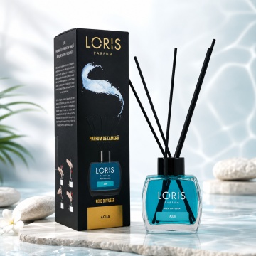 Odorizant de Cameră cu Bețișoare Parfumate Loris Parfum Aqua, 120 ml, Esență Fresh, Miros Plăcut și Persistent