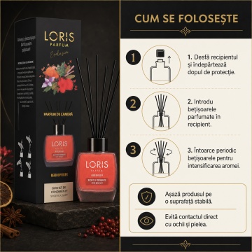 Odorizant de Cameră cu Bețișoare Parfumate Loris Parfum Buchet de Condimente, 120 ml, Esență Condimentată, Miros Cald și Persistent - Img 4