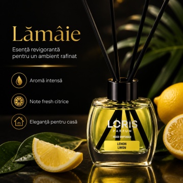 Odorizant de Cameră cu Bețișoare Parfumate Loris Parfum Lămâie, 120 ml, Esență Fresh Citrică, Miros Plăcut și Persistent - Img 5