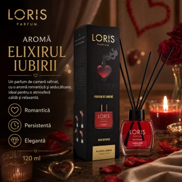 Odorizant de Cameră cu Bețișoare Parfumate Loris Parfum Love Potion, 120 ml, Esență Elixirul Iubirii, Miros Elegant și Persistent - Img 4