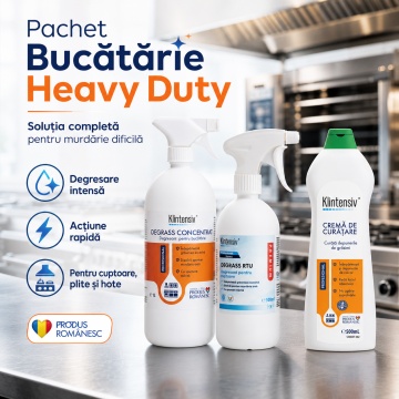 Pachet degresare bucatarie Heavy Duty Klintensiv Professional, DEGRASS concentrat cuptoare, DEGRASS Pro si crema profesionala de curatare, 2 L, 4x Stickere - Img 2