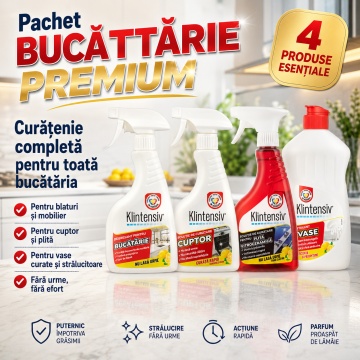 Pachet solutii curatenie bucatarie premium Klintensiv, degresant, solutie cuptor, solutie plita vitroceramica si detergent de vase, 4x 500 ml, 4x Stickere - Img 6