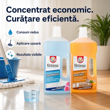 Pachet solutii curatenie Klintensiv, pentru pardoseli, parchet, gresie, marmura si granit Klintensiv, detergent concentrat fara clatire, parfum persistent, 2x 1 L, 4x Stickere - Img 6