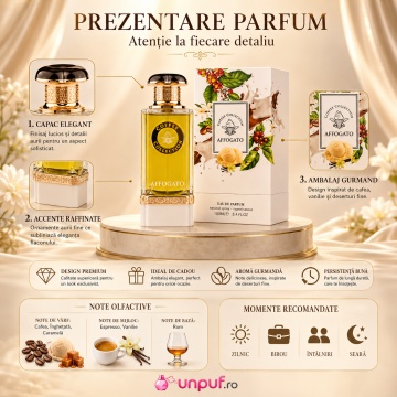 Parfum Arăbesc Affogato Eau de Parfum 100 ml, Unisex Damă și Bărbat, Aromă Gourmand Cafea Vanilie cu Espresso, Bergamotă, Cardamom, Lapte Cremos, Caramel, Iasomie, Tonka, Cacao, Mosc și Vanilie - Img 3