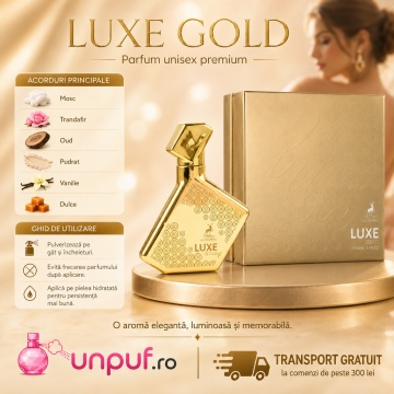 Parfum Arăbesc Alhambra Luxe Gold Maison Alhambra 100 ml, Apă de Parfum Unisex, Damă și Bărbat, Aromă Oriental Ambrată, Profil Luxos Amber Oriental - Img 3