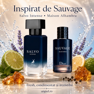 Parfum Arăbesc Alhambra Salvo Intense 30 ml, Apă de Parfum Bărbați, Maison Alhambra, Inspirat Sauvage, Aromă Aromatic Proaspătă Fresh cu Note Citrice, Bergamotă, Piper, Patchouli, Geranium, Lavandă, Ambroxan, Cedru și Labdanum - Img 8