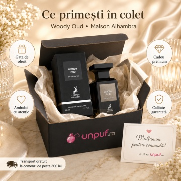 Parfum Arăbesc Alhambra Woody Oud Maison Alhambra 80 ml, Apă de Parfum Unisex, Damă și Bărbat, Aromă Oud Lemnos Condimentată, Inspirat Oud Wood - Img 4