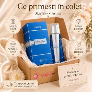 Parfum Arăbesc Armaf Blue Sky 105 ml, Apă de Parfum Unisex Damă și Bărbat, Aromă Fresh Fructată Citrică cu Ananas, Bergamotă, Măr, Vanilie, Ambroxan și Note Lemnoase - Img 4