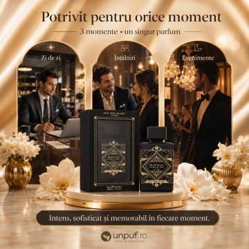 Parfum Arăbesc Bade’e Al Oud For Glory Lattafa 100 ml, Apă de Parfum Unisex, Aromă Oriental Lemnoasă cu Lavandă, Nucșoară, Șofran, Lemn de Agar Oud, Paciuli și Mosc - Img 6