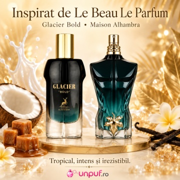 Parfum Arăbesc Bărbat Glacier Bold Maison Alhambra 100 ml, Apă de Parfum, Aromă Lemnos Aromatică Inspirată de Le Beau Le Parfum, cu Bergamotă, Ananas, Iris, Ghimbir, Nucă de Cocos, Lemn, Ambră, Boabe de Tonka, Vanilie și Lemn de Santal - Img 8