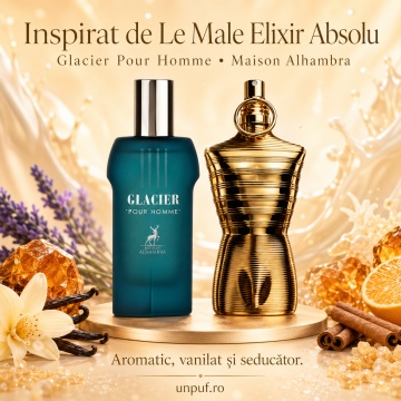Parfum Arăbesc Bărbat Glacier Pour Homme Maison Alhambra 100 ml, Apă de Parfum, Inspirat de Le Male Jean Paul Gaultier, Aromă Oriental Fougere cu Bergamotă, Cardamom, Lavandă, Mentă, Pelin, Scorțișoară, Floare de Portocal, Vanilie, Tonka, Ambră, Santal și - Img 8