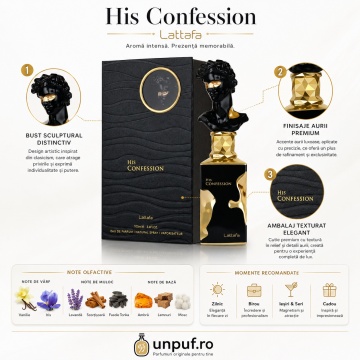 Parfum Arabesc Bărbați His Confession Lattafa, Eau de Parfum 100 ml, Intens Elegant Sofisticat - Img 3