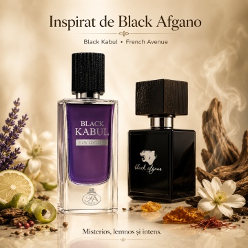 Parfum Arăbesc Black Kabul French Avenue 60 ml, Apă de Parfum pentru Bărbați, Inspirat Black Afgano Nasomatto, Aromă Aromatic Orientală cu Citrice, Condimente, Note Proaspete, Flori Albe, Lavandă, Note Calde, Lemn de Cedru, Ambră și Mosc - Img 8