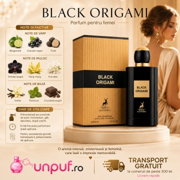 Parfum Arăbesc Black Origami Maison Alhambra 100 ml, Apă de Parfum Unisex, Damă și Bărbat, Inspirat Black Orchid Tom Ford, Aromă Oriental Florală cu Trufe, Ylang Ylang, Coacăze Negre, Gardenie, Iasomie, Orhidee, Ciocolată, Vanilie, Tămâie, Ambră și Mosc A - Img 9