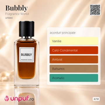 Parfum Arăbesc Bubbly Fragrance World 100 ml, Apă de Parfum Unisex, Damă și Bărbat, Aromă Fructat Spumant Florală cu Citrice, Pară, Șampanie, Fructe Roșii, Bujor, Iasomie, Ambră Fină, Mosc Alb și Vanilie - Img 4