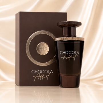 Parfum Arăbesc Chocola Addict Eau de Parfum 100 ml, Apă de Parfum Unisex, Damă și Bărbat, French Avenue, Inspirat Symphonium, Aromă Gourmandă de Ciocolată și Vanilie cu Cacao, Bergamotă, Ciocolată cu Lapte, Frișcă, Boabe de Tonka, Pralină, Caramel, Mosc ș