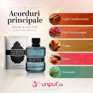 Parfum Arăbesc Eau de Spice Mark & Victor Fragrance World 100 ml, Apă de Parfum Bărbat, Aromă Oriental Condimentată cu Elemi, Grapefruit, Bergamotă, Piper Roz, Paprika, Scorțișoară, Șofran, Tutun, Piele și Vetiver - Img 6