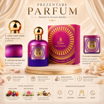 Parfum Arăbesc Emir Juicy Melange 100 ml, Apă de Parfum Unisex Damă și Bărbat, Aromă Fructat Florală, Dulce, Luminoasă, Suculentă și Elegantă, Inspirată de Eden Sparkling Lychee - Img 3
