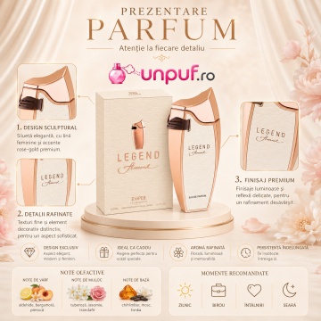Parfum Arăbesc Emper Legend Femme 80 ml, Apă de Parfum Unisex, Damă și Bărbat, Inspirat Legend Pour Femme, Aromă Floral Fructată Feminină cu Fructe Roșii, Bergamotă, Piersică, Flori Albe, Iasomie, Trandafir, Lemn de Cedru, Mosc și Vanilie - Img 3