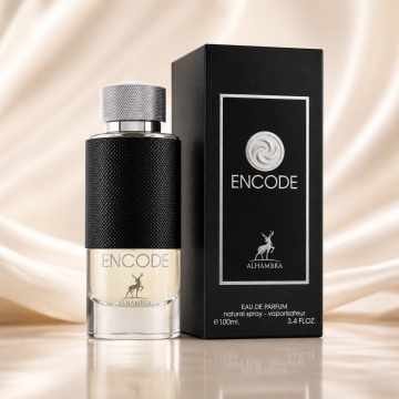 Parfum Arăbesc Encode Maison Alhambra 100 ml, Apă de Parfum Bărbați, Inspirat Explorer Montblanc, Aromă Lemnos Aromatică Fresh Masculină cu Bergamotă, Piper Roz, Salvie, Vetiver, Piele, Păstăi de Cacao, Ambroxan, Lemn de Akigala și Paciuli