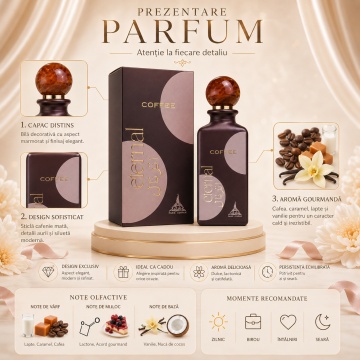 Parfum Arăbesc Eternal Coffee Paris Corner 85 ml, Apă de Parfum Unisex Damă și Bărbat, Aromă Gurmand Cafea, Caramel, Ciocolată, Lapte, Vanilie și Mosc, Inspirată de Coffee Addict - Img 3