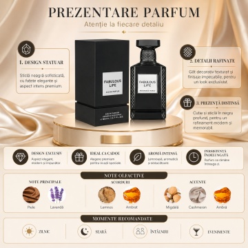 Parfum Arăbesc Fabulous Life Fragrance World 80 ml, Apă de Parfum Unisex Damă și Bărbat, Aromă Pielos Ambrat Condimentată, Intensă, Elegantă și Memorabilă, Inspirată de Fucking Fabulous Tom Ford - Img 3