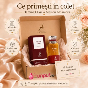 Parfum Arăbesc Flaming Elixir Maison Alhambra 80 ml, Apă de Parfum Unisex, Damă și Bărbat, Inspirat Cherry Smoke Tom Ford, Aromă Oriental Condimentată cu Vișină, Șofran, Caisă, Măslină, Osmanthus, Pielărie, Note de Fum, Note Lemnoase, Ulei Cypriol și Naga - Img 4